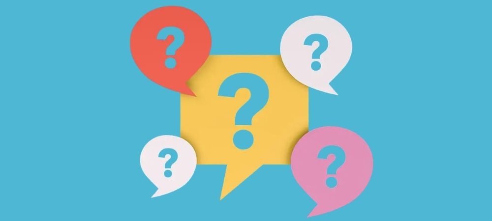 question marks on a blue background