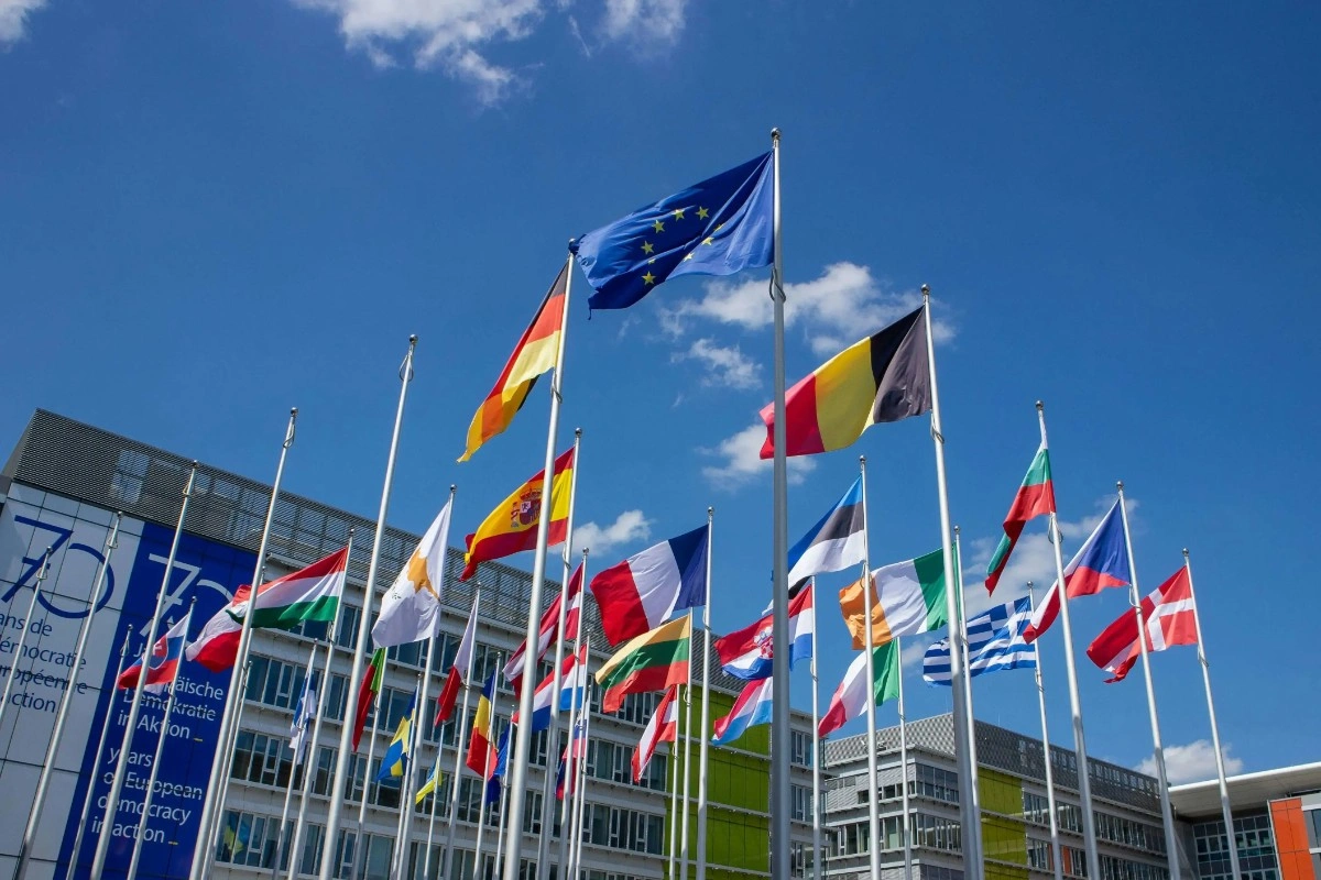 Flags of European Union Countries.